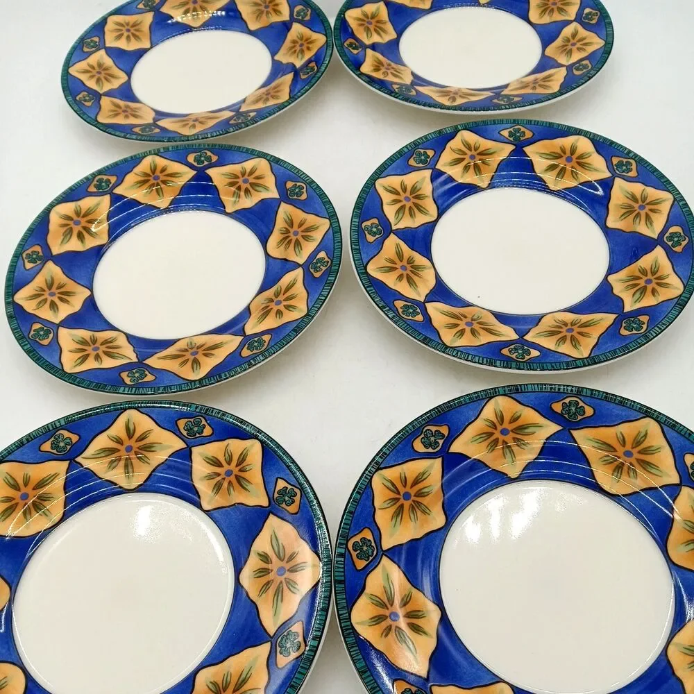 Sakura 1998 Art Of Dining Snowbone China Set Of 7 Starburst Dessert Bread Plates